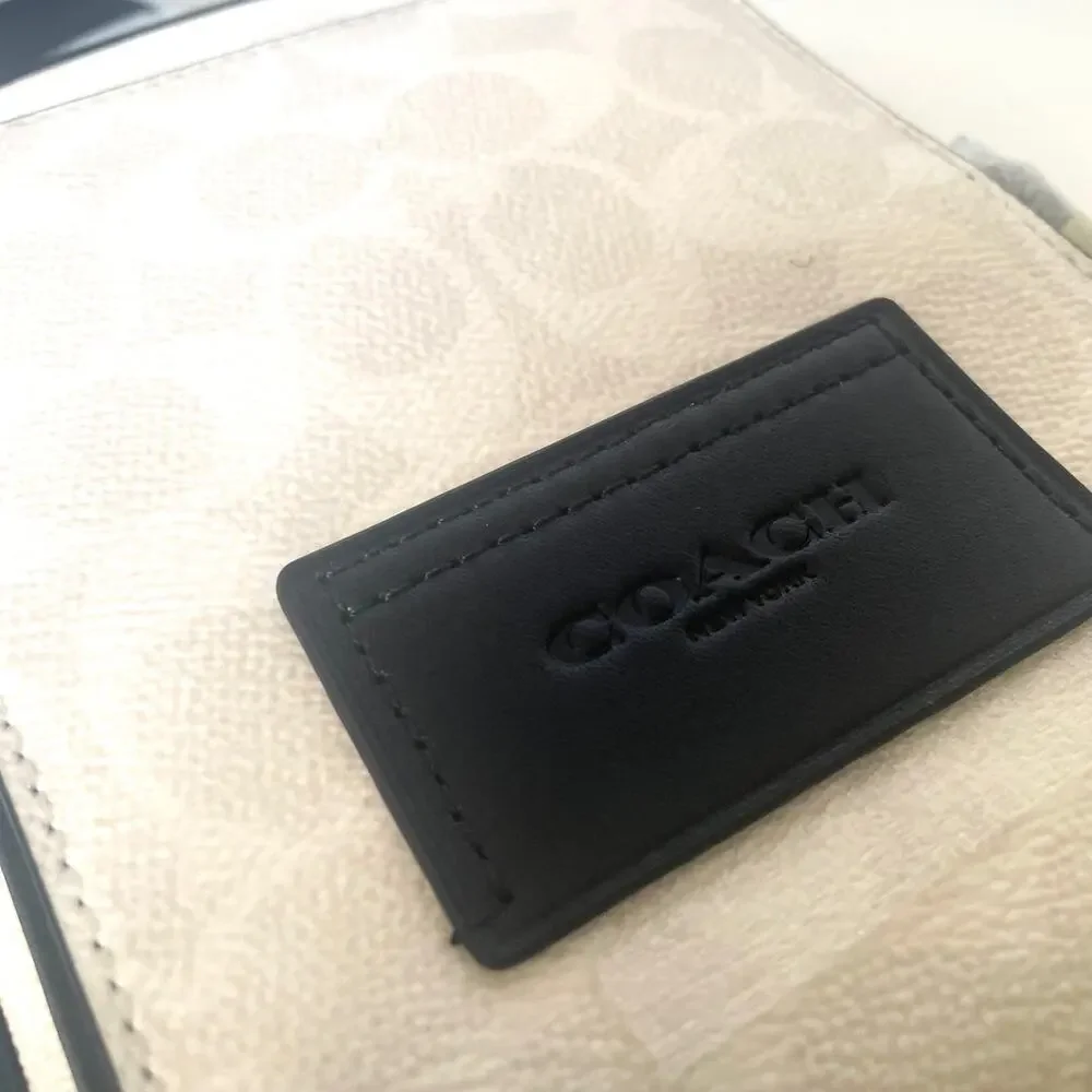 Coach Racer Sling Pack CV763 Black Chalk Signature Canvas Crossbody